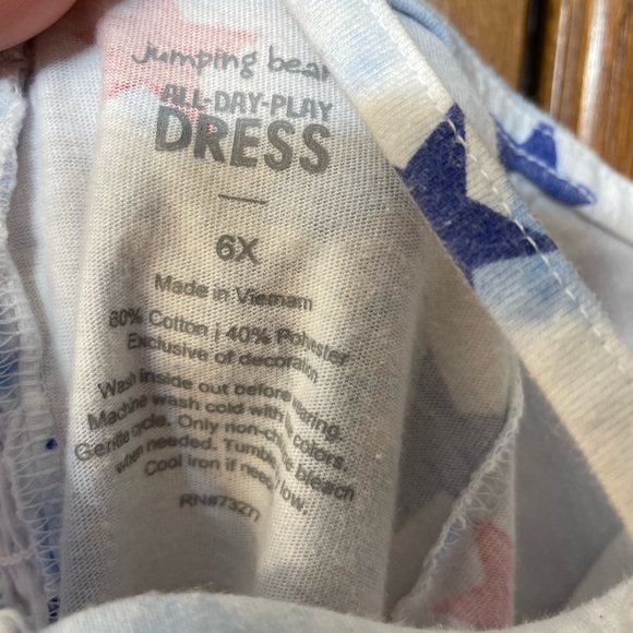 JUMPING BEANS UGC Girls Size 6x American flag tank dress blue red stars tie dye - Picture 11 of 12